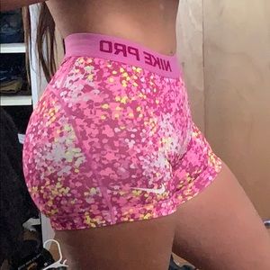 Nike pink & yellow polka dot shorts